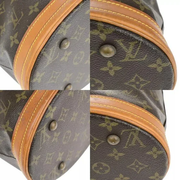 LOUIS VUITTON BUCKET PM Shoulder Tote Bag Monogram Leather Brown